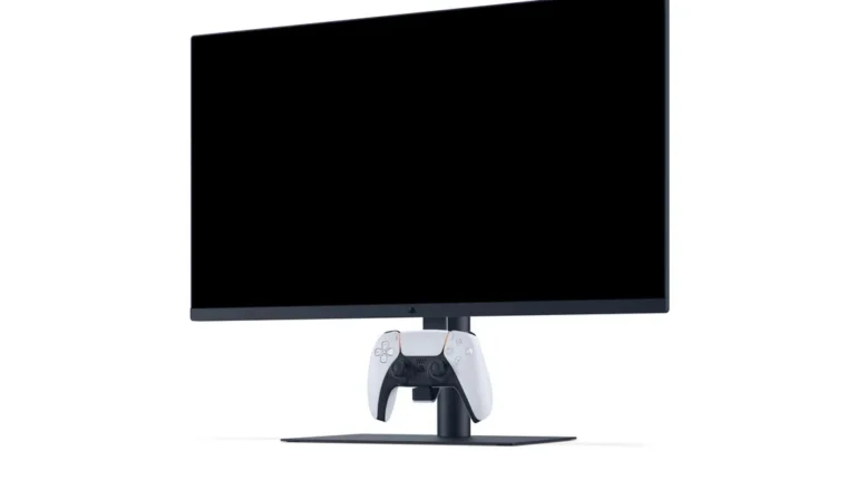 PlayStation monitor with a built-in DualSense charging hook