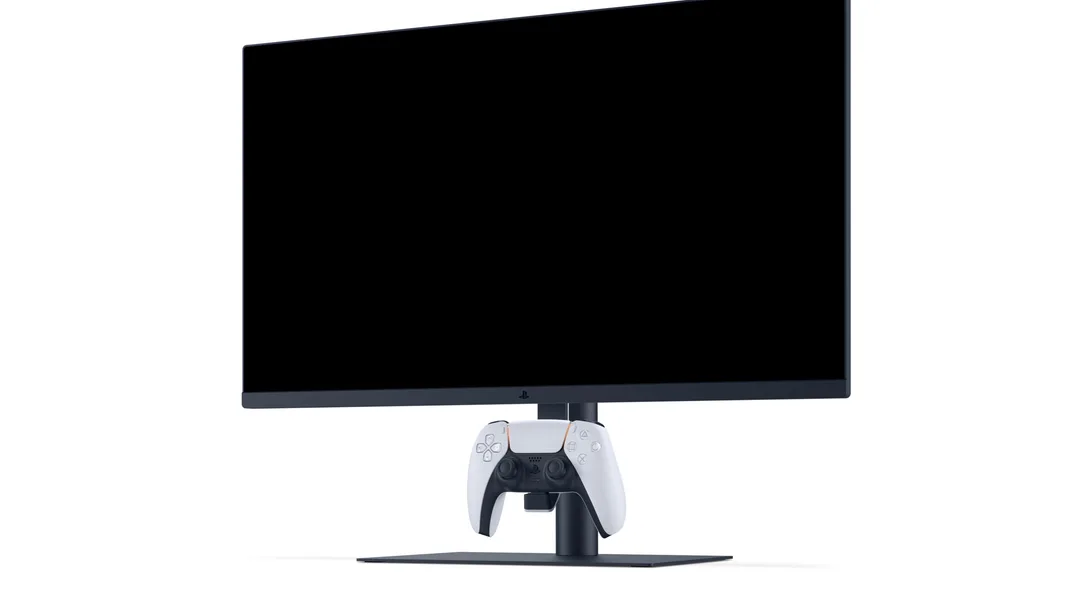 PlayStation monitor with a built-in DualSense charging hook