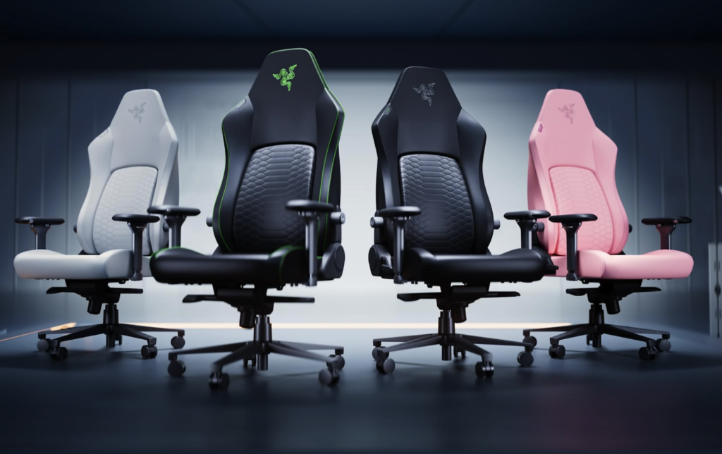 Razer's Iskur V2 NewGen chair in Light Gray, Black:Green, Black and Quartz