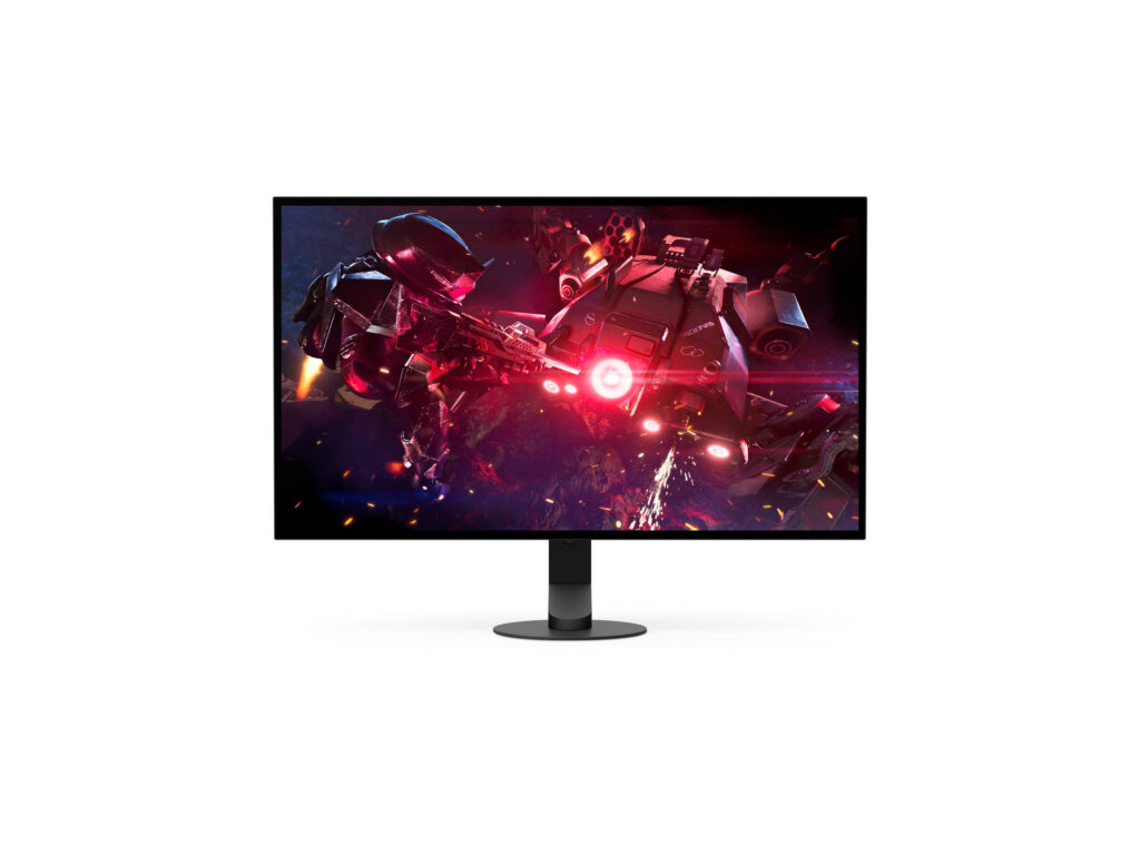 Um monitor de gaming Sony INZONE M10S II OLED na cor preta, em ângulo, num fundo branco.